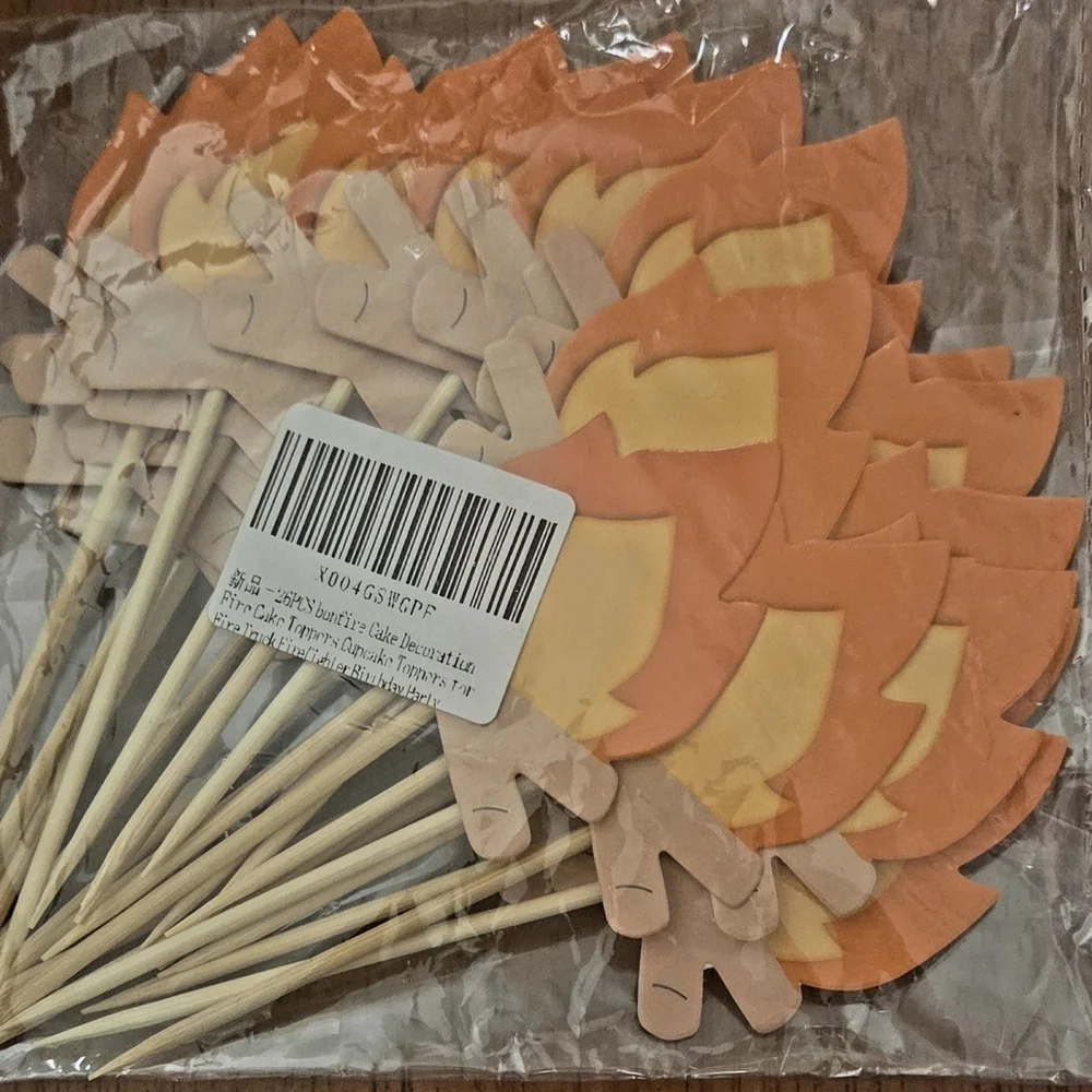 Fire Cupcake Toppers, Baby Shower Cake Decorations Fireman Themed Cake Topper